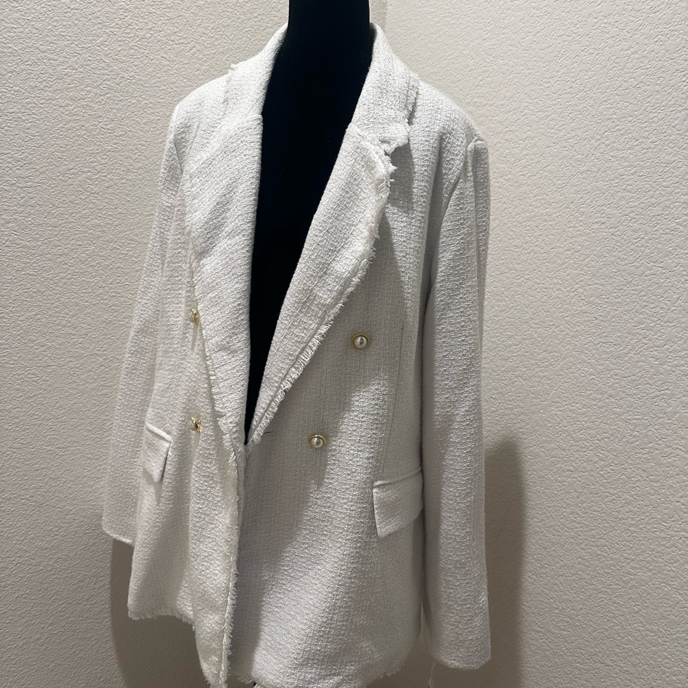 Nanette Lepore White Textured Jacket